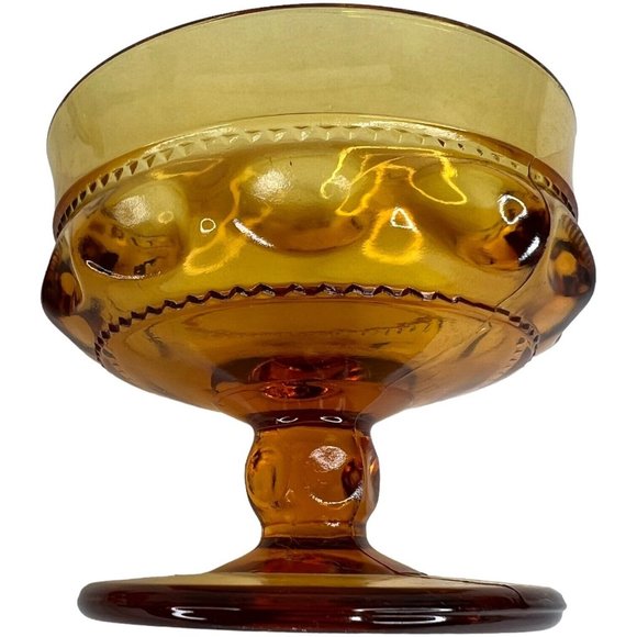 5 Indiana Carnival Glass Compote Kings Crown Thumbprint Sherbet Marigold Amber - Picture 7 of 10